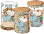 PINATA Blue Pumpkins Fall Decorations for Home, Canister Sets Kitchen Counter Countertop, Blue Farmhouse Decor, Organization and Storage 3.3''X3.3''X5.1'' Decor Container (3 Pack) 3.35 Diameter