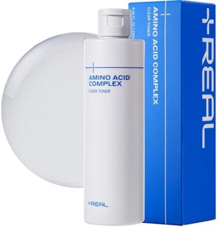 PLUSREAL Clear Toner, 8.45 fl.oz.｜Gentler Exfoliating Face Toner for Sensitive Skin｜Frangrance Free, Alcohol Free, Cruelty Free, Vegan, Korean Skincare