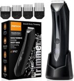 PRITECH Body Hair Trimmer for Men Pubic Hair Trimmer - Wet/Dry Ball Trimmer with Ceramic Blade, Rechargeable Body Groomer for Men with Standing Recharge Dock, Cordless Groin Hair Trimmer for Men