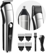 PRITECH Hair Clippers for Men Nose Hair Trimmer Micro Shavers 3 in 1 Mens Grooming Kit Cordless & Rechargeable Electric Hair Trimmer Led Display with T Blade Trimmer Cutting IPX6