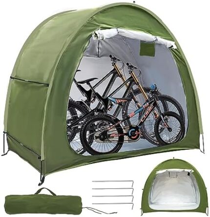 PROLEE Bike Tent 6.6FT Waterproof 210D Oxford Fabric, Outdoor Bicycle Cover Shelter with Window Design, Bike Storage Tent for 2 Bikes, Storage Tent for Home Garden
