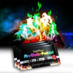 Party Flames Fire Color Changing Packets (4 Pack) - Fire Pit, Campfires, Bonfire, Outdoor Fireplaces - Magic Colorful Cosmic Flame Powder - Perfect Fire Camping Accessories for Kids & Adults