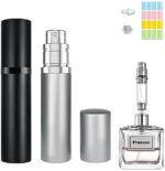 Perfume Travel Refillable Bottle Portable Atomizer Spray Bottle Fragrance Scent Pump Fill from Bottom Mini Pocket Size 5ml for Traveling and Outing (Black + Gray)