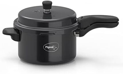 Pigeon Pressure Cooker - 5 Quart - Hard Anodized - Cook delicious food in less time: soups, rice, legumes, and more 5 Liters Black