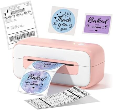 Pink Label Printer, Thermal Label Printer 4x6, Shipping Label Printer for Small Busines