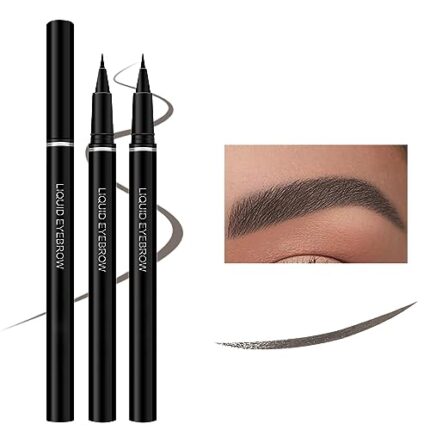 Ponhey 2Pcs Ultra-Fine Waterproof Eyeliner Liquid Eyebrow Pencil Longlasting Smudge-proof Quick Drying Eye liner 2 In 1 Multifunctional Wild Water Eyebrow Pencil Makeup Pen Women Perfect Eye Makeup