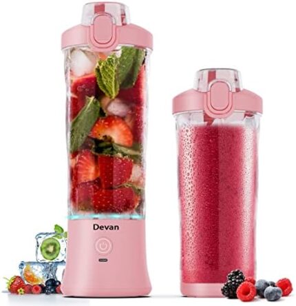 Portable Blender,270 Watt for Shakes and Smoothies Waterproof Blender USB Rechargeable with 20 oz BPA Free Blender Cups with Travel Lid. (Pink)