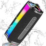 Portable Bluetooth Speaker, IP7 Waterproof Wireless Speaker with 20W Loud Stereo Sound, FM Radio, RGB Lights, Deep Bass, 100ft Bluetooth Range, BT5.1, Mic, AUX, Outdoor Speaker for Home, Travel