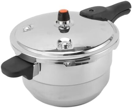 Pressure Cooker Stainless Steel, Pressure Cooker with Steaming Rack Faster Cooking Pressure Canner for Cooking Rice, Stewing Soup & Steaming, Compatible with Gas Induction Cooker