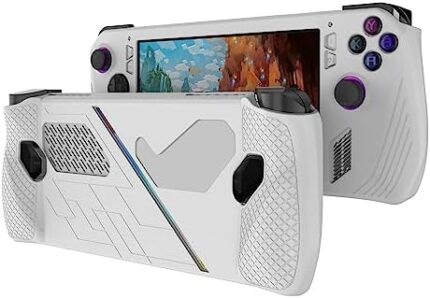 Protective Case for Rog Ally, DOBEWINGDELOU Soft Silicone Cover Case for Rog Ally Gaming Handheld, Full Protection, Anti-Scratch, Anti-Slip, and Shock-Absorbing Protective Case White