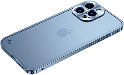 QANXGOG Case for iPhone 15/15 Pro/15 Plus/15 Pro Max,[Metal Frame Bumper] [Translucent Matte] Anti-Fingerprint Anti-Scratch, Military Grade Protection Slim Frosted Back Cover,Blue,iPhone15 ProMax