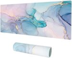 QIYI Large Mouse Pad, PU Leather Desk Mat for Desktop, Waterproof Gaming Desk Pad, Marble Painting Full Desk Accessories Keyboard Mousepad, Home & Office Décor 31.5" x 15.7" - Abstract Fluid Art