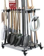 QTJH Heavy duty garden tool organizer garage storage holder storage large long farming tools lawn tool metal rack shovel and rake organizer