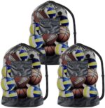QTLCOHD 3 Pcs Extra Large Ball Bag Mesh Soccer Ball Bag Basketball Bags Team Balls Bag with Adjustable Shoulder Strap Sports Equipment Storage Bags for Soccer Ball Basketball(28" x 40")