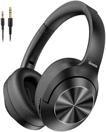 Qaekie Active Noise Cancelling Headphones - 100H Playtime Wireless Over Ear Bluetooth Headphones Deep Bass, Noise Canceling Wireless Headphones with Mic, HiFi Audio for Adults Travel/Home/Office