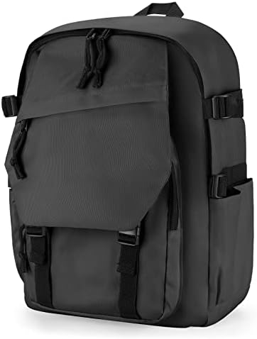 REAWUL Lightweight Backpack for School,Laptop Backpack for Men Women Water Resistant Travel Rucksack with Bottle Side Pocket (Black)…
