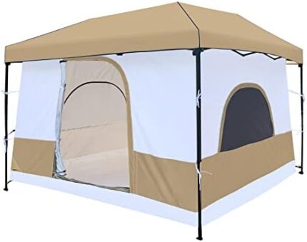REDCAMP 10' x 10' Camping Cube Tent Portable Pop Up Canopy, Converts Straight Leg Canopy into Camping Inner Tent Square Tent with Full Floor (Canopy/Frame NOT Included), Khaki