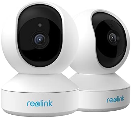 REOLINK Cameras for Home Security, 4MP PT Plug-in Security Camera Indoor Wireless, 2.4/5Ghz WiFi, Auto Tracking, Night Vision, Baby Monitor/Pet Camera, Home Cameras with App for Phone, E1 Pro (2 Pack)