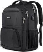 RJEU Laptop Backpack for Men, Extra Large School Backpacks for Teen Boys, Anti-Theft Water Resistant Back Pack with USB Charging Port, Fits 17.3-Inch Laptop, Black