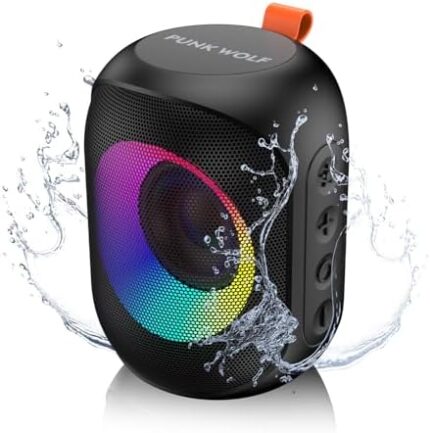 ROFALL Bluetooth Speakers, Portable Bluetooth Wireless Speaker with Colorful Lihgts RGB, IPX7 Waterproof Shower Speaker, Small Compact, Double Pairing for Home, Party, Travel, Gifts, Music