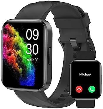 RUIMEN Smart Watches for Men Women (Answer/Make Calls) Compatible with iPhone/Android Phones, 2023 Ver. 1.85" HD Screen Fitness Tracker Heart Rate Monitor 100+ Sports Tracker Watch Waterproof (Black)