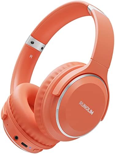 RUNOLIM Bluetooth Headphones Over Ear, 65 Hours Playtime Wireless Headphones with Microphone, Lightweight Foldable & Portable Stereo Bass Headsets for Smartphone, Tablet, Computer, MP3/4