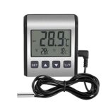 Refrigerator Thermometer,Freezer Thermometer, high and Low Temperature Alarm, Extra Sensor,Big LCD,Stainless Panel