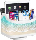 Remote Control Holder, Swivel TV Remotes Caddy for Table, Desk Accessories and Workspace Organizer for Controllers/ Art Supplies/ Stationery, Night Stand Organizers and Decorations for Living Room