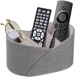 Remote Control Holder with 3 Compartments, Birds' Nest Design Desk Accessories Workspace Organizer for Office/ School/ Home, Modern PU Leather Nightstand Caddy Organizer for Makeup/ Vanity/ Stationery