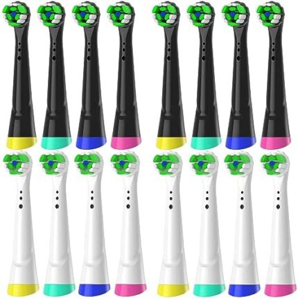Replacement Heads Compatible with Oral B IO Electric Toothbrush, 8Black 8 White Toothbrush Heads for iO 3/4/5/6/7/8/9 Series, 16Pack (8Black+8White)