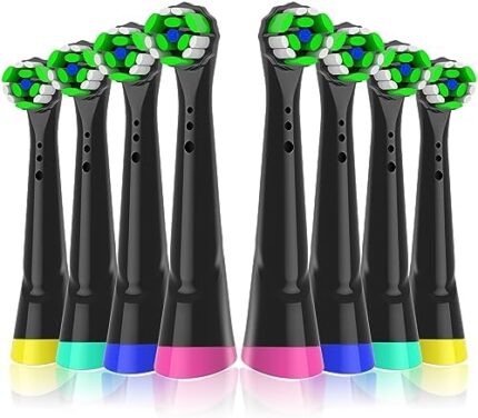 Replacement Toothbrush Heads Compatible with Oral B IO Electric Toothbrush, 8 Count Toothbrush Heads for iO 3/4/5/6/7/8/9 Series, 8Pack Black (Black)