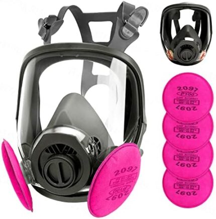 Reusable Respirator Mask - Large Full Face Gas Mask with 4pcs 2097 Filters Against Gas/Dust/Chemicals/Organic Vapor/Formaldehyde Perfect for Welding, Painting, Car Spraying, Sanding, Resin Work