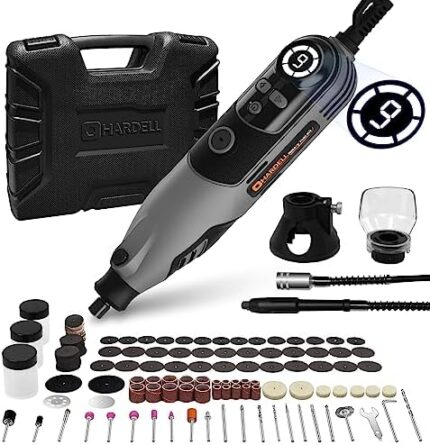 Rotary Tool Kit, HARDELL 6 Variable Speed Power Rotary Tool with 178 Accessories and Large LED Screen, Flex Shaft Rotary Tool for Cutting, Engraving, Drilling, Sanding, Polishing, Carving, DIY Crafts
