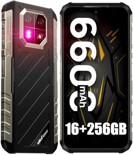 Rugged Cell Phone 2023, Ulefone Armor 22 Rugged Smartphone Unlocked, Up to 16+256GB, 64MP Night Vision Camera, 64MP Main Camera, Android 13, 6600mAh, 120Hz Display, IR Blaster, 4G LTE T-Mobile (Black)
