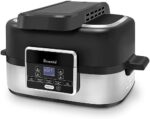 Runnatal 5-in-1 Smokeless Electric Indoor Grill with Air Fry, Roast, Bake & Dehydrate, Air Fryer, Black/Silver