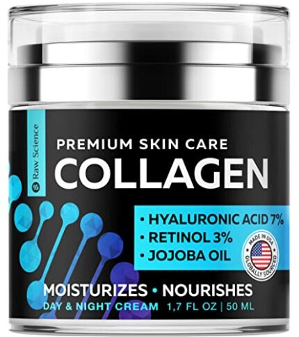 S RAW SCIENCE Anti-Aging/Wrinkle Face Moisturizer for Women & Men, Collagen Day & Night Skin Care with Hyaluronic Acid, Moisturizing & Nourishing Cream, Non-Greasy Formula