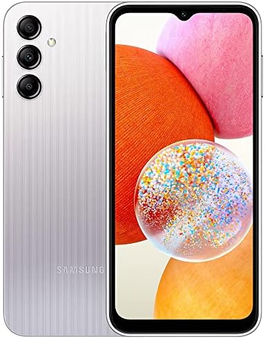 SAMSUNG Galaxy A14 4G LTE (128GB + 4GB) Unlocked Worldwide (Only T-Mobile/Mint/Metro USA Market) 6.6" 50MP Triple Camera + (15W Wall Charger) (Silver (SM-A145M/DS)) (Renewed)