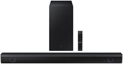 SAMSUNG HW-B550/ZA 2.1ch Soundbar w/Dolby Audio, DTS Virtual:X, Bass Boosted, Subwoofer Included, Adaptive Sound Lite, Bluetooth Multi Device Connection, Wireless Surround Compatible, 2022,Black