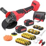 SARRED Brushless Angle Grinder 5 & 4-1/2 inch Cordless Power Grinder Grinding Tool with 2 3.0Ah Battery,7/8-Inch Arbor,Includes 16 Grinding Wheels