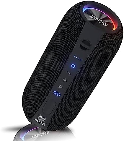 SCIJOY Bluetooth Speakers, 40W Loud Stereo Wireless Portable Speakers, IPX7 Waterproof Shower Speakers, Bluetooth 5.2, with Deep Bass and RGB Lights for Party, Outdoor and Indoor (Black)