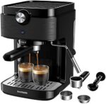 SHARDOR Espresso Machine 15 Bar Fast Heating Expresso Coffee Machines with Milk Frother/Steam Wand for Home, Manual Latte & Cappuccino Maker, 1300W, Black