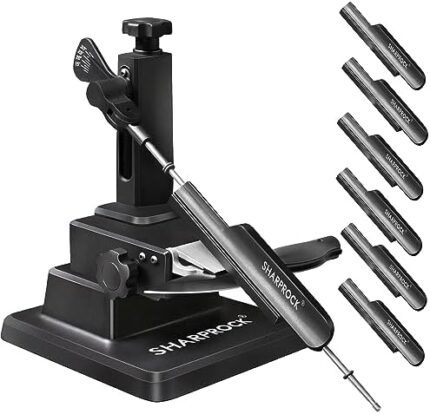 SHARPROCK Professional Knife Sharpener - 7 Whetstones Precision Angle Adjustable Sharpening Tool with Ceramic and Diamond Sharpener Kit for Kitchen,Camping,& Hunting