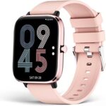 SOUYIE 2023 Smart Watch with Bluetooth Call for Women, IP67 Waterproof Fitness Tracker with 1.7" HD Display Blood Pressure HR Temperature Sleep Monitor for Android and iOS Phone Pink