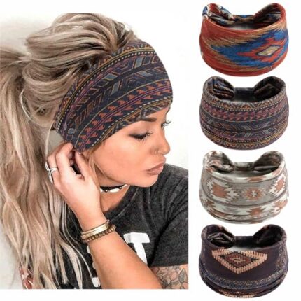STGDAK Wide Headbands For Women Fashion Stretch Boho Head Bands for Women’s Hair African Knoted Non Slip Headwrap Turban Elastic Yoga Hairband Stylish Headband Hair Accessories for Teen Girls 4 Pack