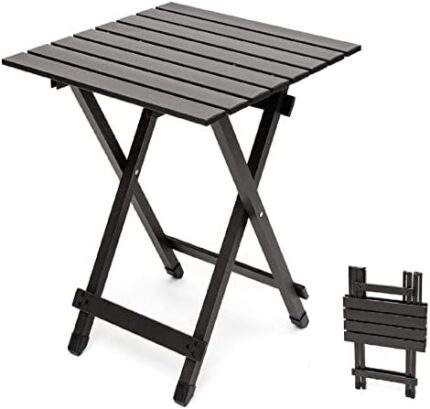 SUNNYFEEL Folding Camping Table - Lightweight Aluminum Portable Picnic Table, 18.5x18.5x24.5 Inch for Cooking, Beach, Hiking, Travel, Fishing, BBQ, Indoor Outdoor Small Foldable Camp Tables