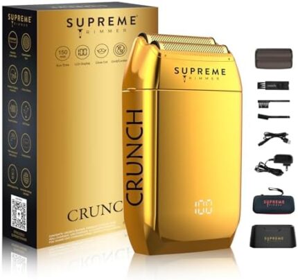 SUPREME TRIMMER Foil Shaver STF602 | Men's Electric Razor for Men (150 Min Runtime) Waterproof Shaver Barber use | Gold Crunch