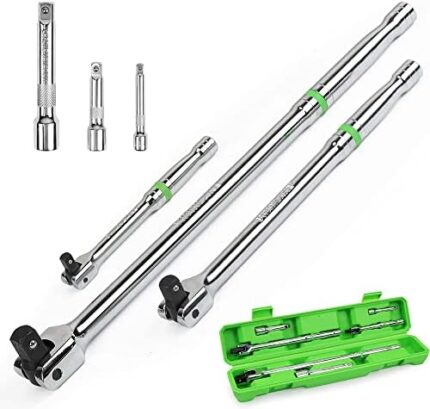 SWANLAKE 6PC Breaker Bar Set,1/4", 3/8" & 1/2" Drive,Heavy Duty Breaker Bars, 6-inch, 10-inch, 15-inch Length with 180° Rotatable Head