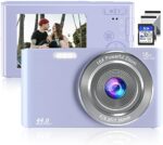 Saneen Digital Camera, FHD 2.7K & 44MP Kids Camera Video Cameras for Photography with 32GB SD Card 16X Digital Zoom, Compact Point and Shoot Camera Small Camera for Beginners, Kids and Teens-Purple