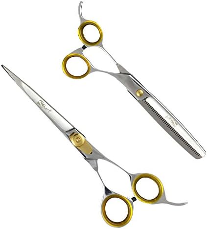 Sharf Gold Touch Pet Grooming Shear Kit 7.5 Inch Straight & 6.5" 42-Tooth Thinning Scissors