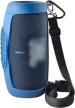Silicone Case Cover for JBL Charge 5 Waterproof Portable Bluetooth Speaker, Protective Soft Skin Rubber Carrying Travel Pouch with Strap & Carabiner (Blue)